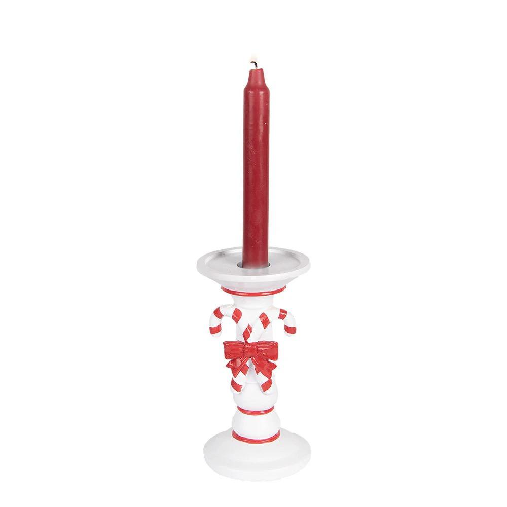 Candlestick Ø 9x18 cm white plastic by Clayre & Eef.