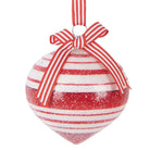 Christmas ball Ø 8x8 cm Red White Glass by Clayre & Eef.