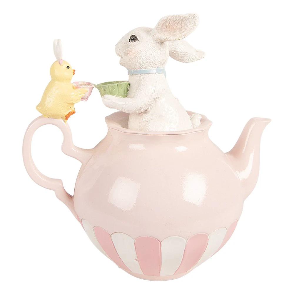 Dekorationsstatue Hase 20x14x20 cm weißer Kunststoff von Clayre & Eef.