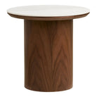 Noli Side table, ceramic table top/ash veneer, white/dark brown, ø40x38 cm by EMIRELLE