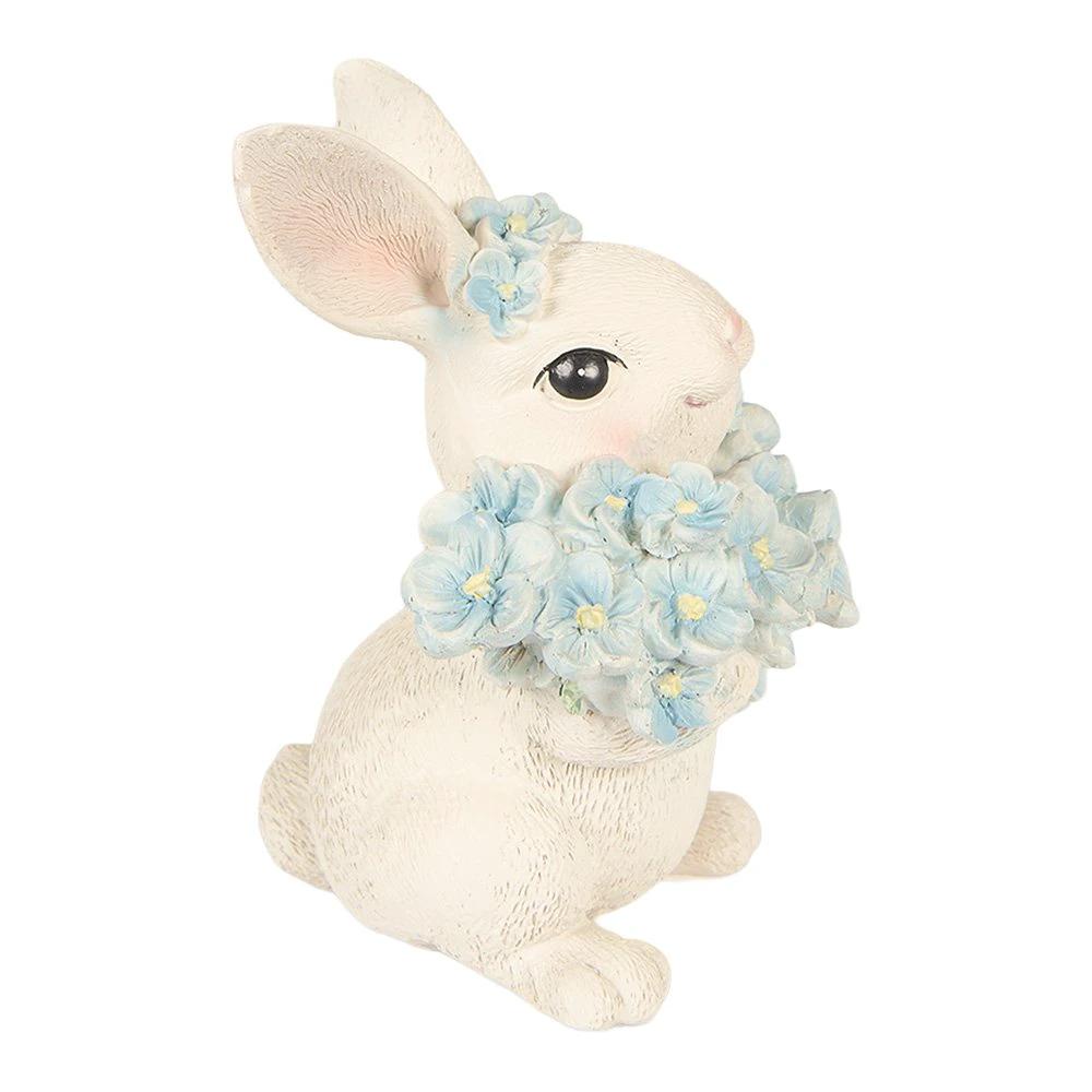 Decoration Statue Rabbit 9x10x13 cm White Plastic by Clayre & Eef.