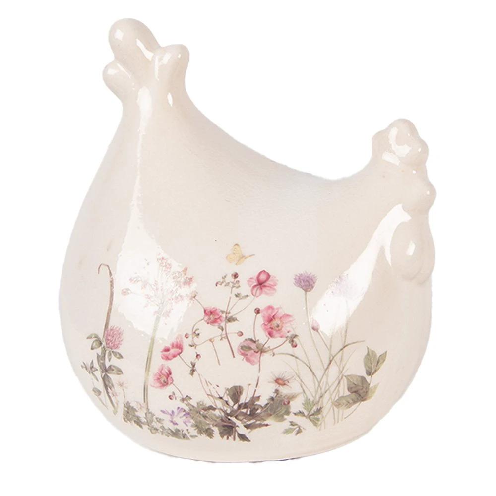 Dekorationsstatue Huhn 12x11x13 cm Beige Keramik von Clayre & Eef.