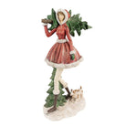 Bild Mädchen 25x17x43 cm Rot Grün Polyresin Weihnachtsdekoration von Clayre & Eef.