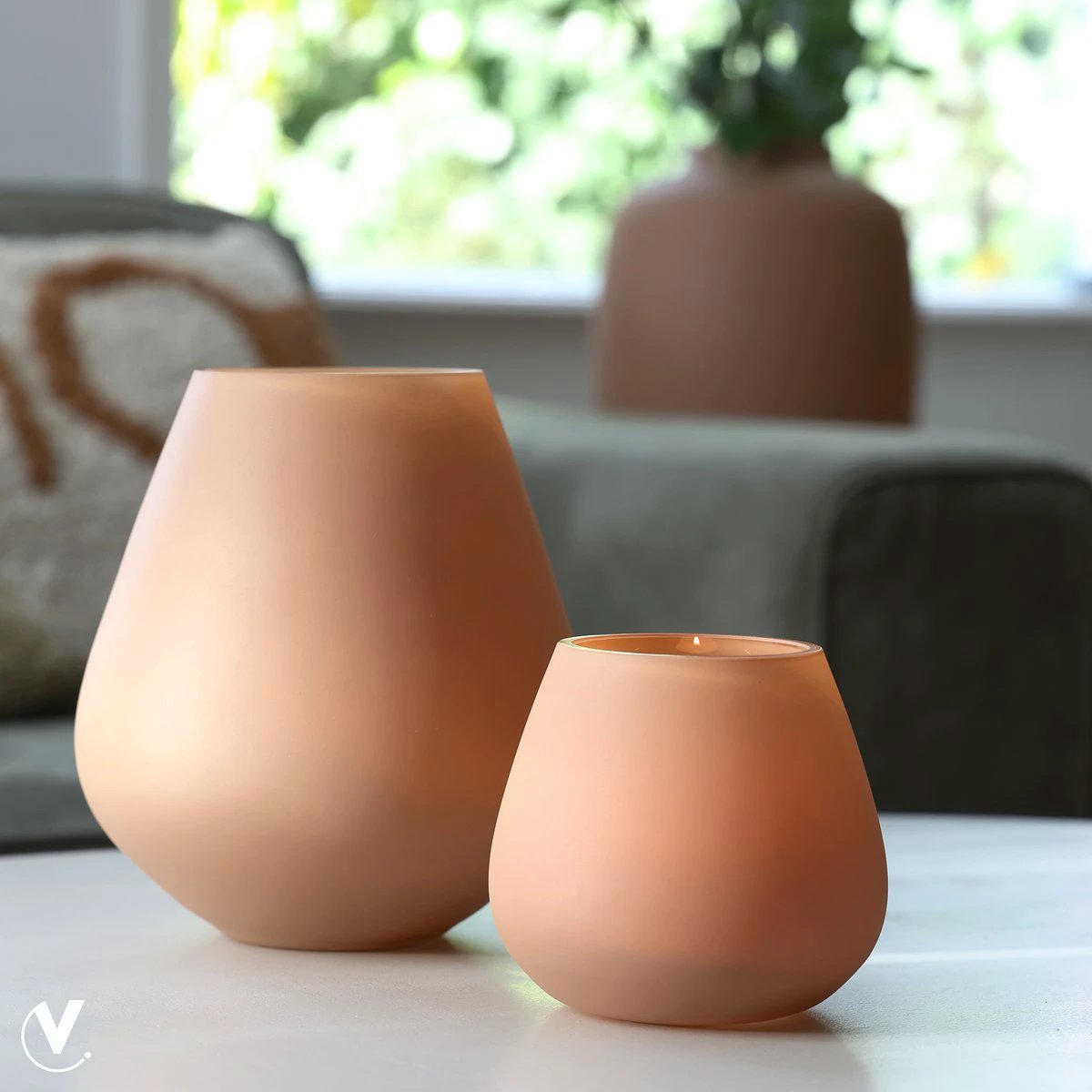 Tea -light holder - Tasman XS Matte Sand (set of 2 pieces) by Vase The World