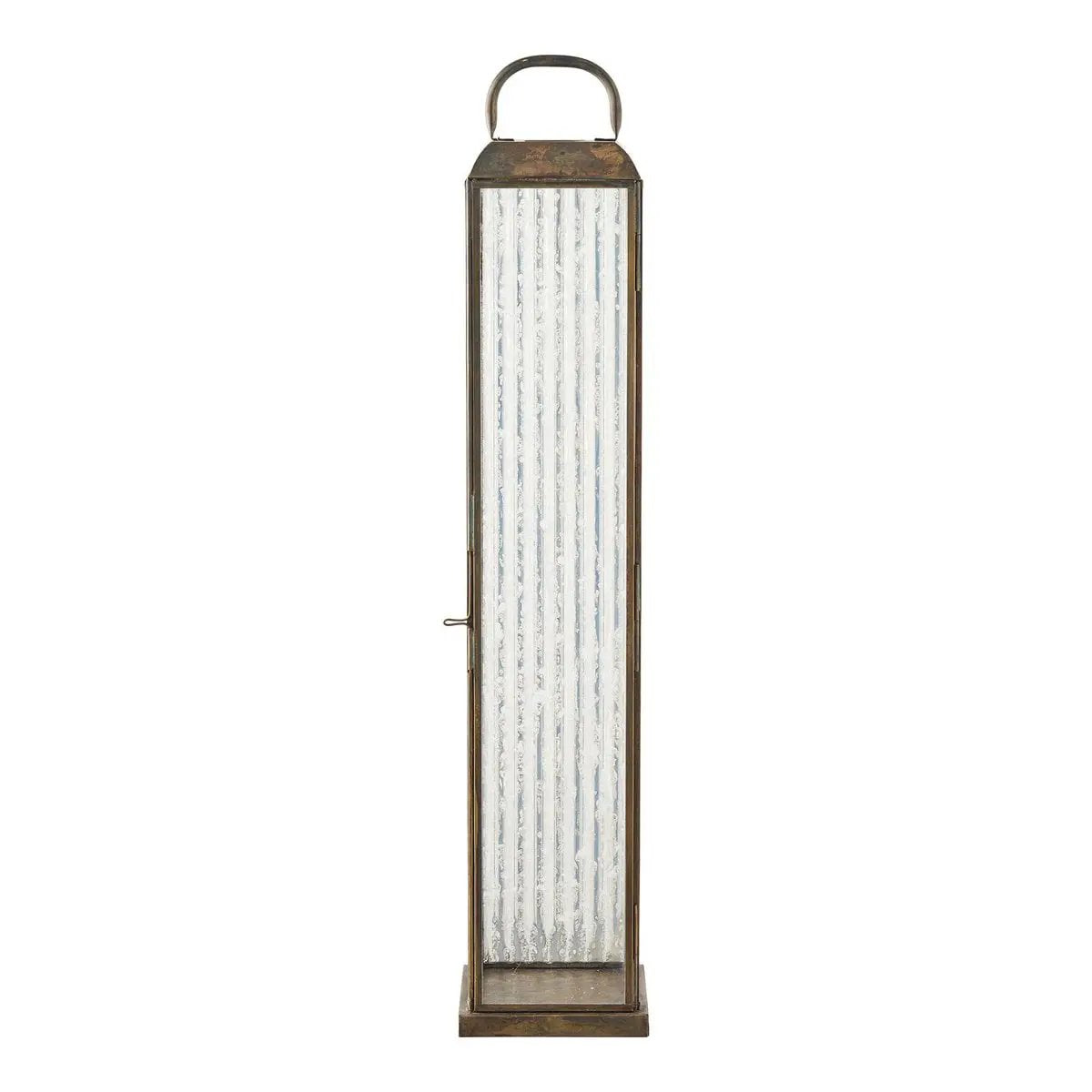 Herslev Lantern, glass/metal, antique brass look, 12x12x60 cm by EMIRELLE