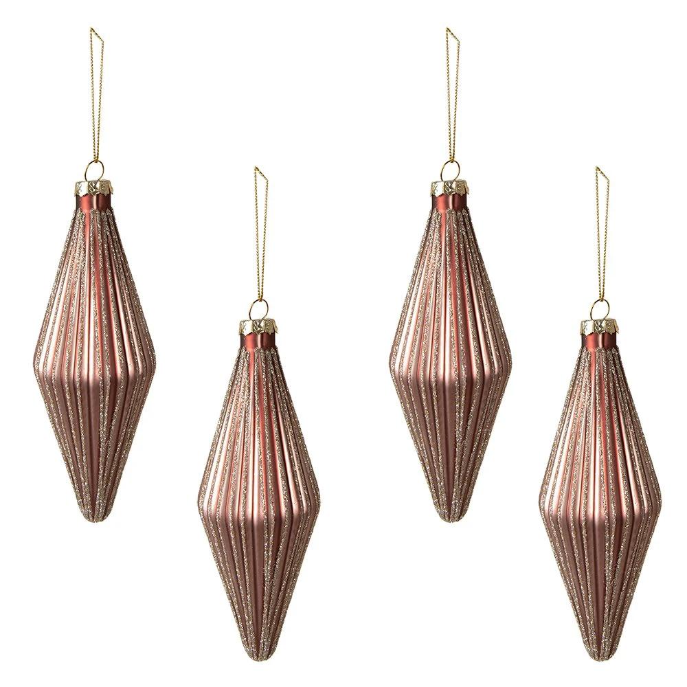 Christbaumkugel-Set mit 4 Stück Ø 5 cm rosafarbene Christbaumanhänger aus Glas von Clayre & Eef.