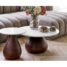 Heide Coffee table, mango wood/marble, dark brown/white, ø70x35 cm by EMIRELLE