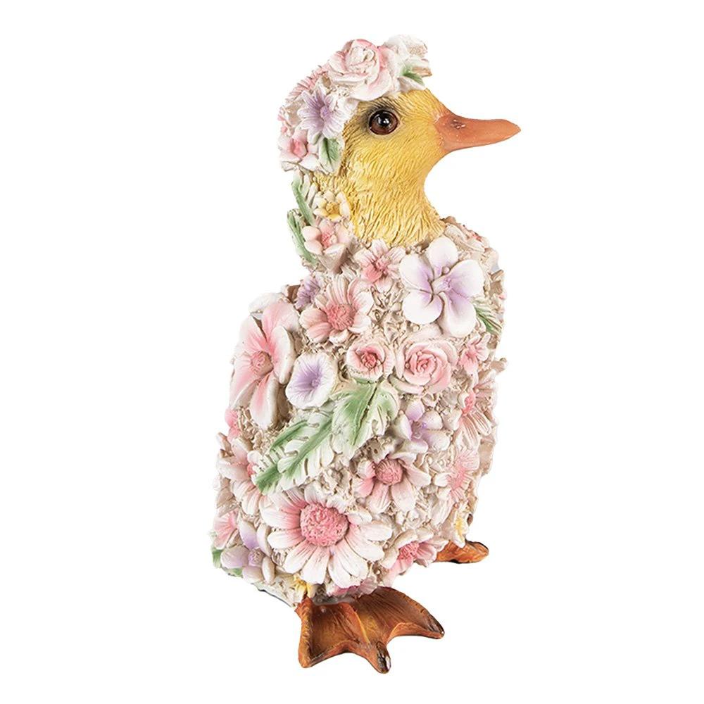 Figur Ente 10x11x18 cm Rosa Polyresin Blumen Wohnaccessoires von Clayre & Eef.