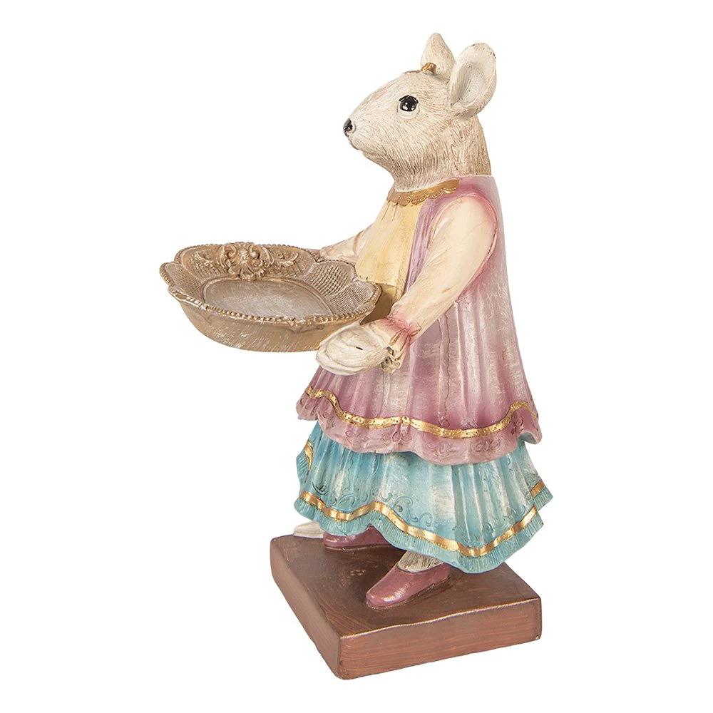 Decoration Statue Mouse 17x15x26 cm Beige Plastic by Clayre & Eef.