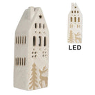 Decoration house with LED 9x7x24 cm Beige ceramics by Clayre & Eef.
