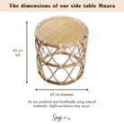 Round Rattan Side Table – Small Boho Coffee Table – Bedside Table Rattan Beige – Handmade Table Made of Natural Rattan (Ø 45 cm) MUARA by Soeji
