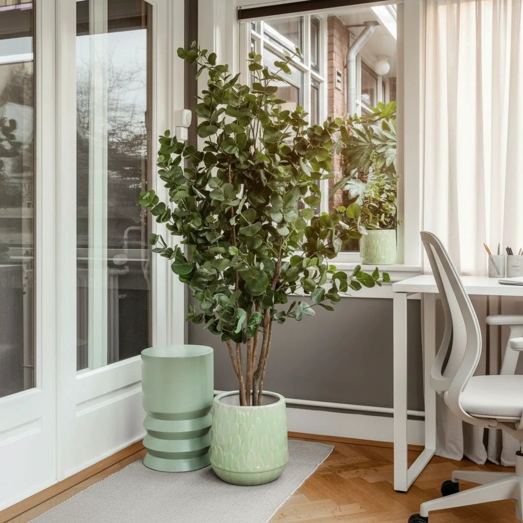 Artificial plant Eucalyptus tree Green by Mica Decorations
