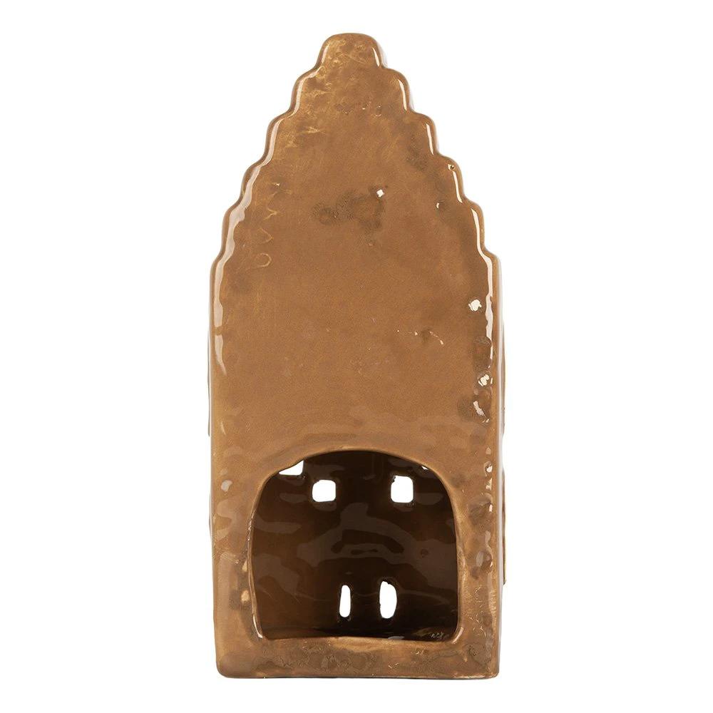 Tea light holder House 8x7x16 cm Brown Ceramic by Clayre & Eef.