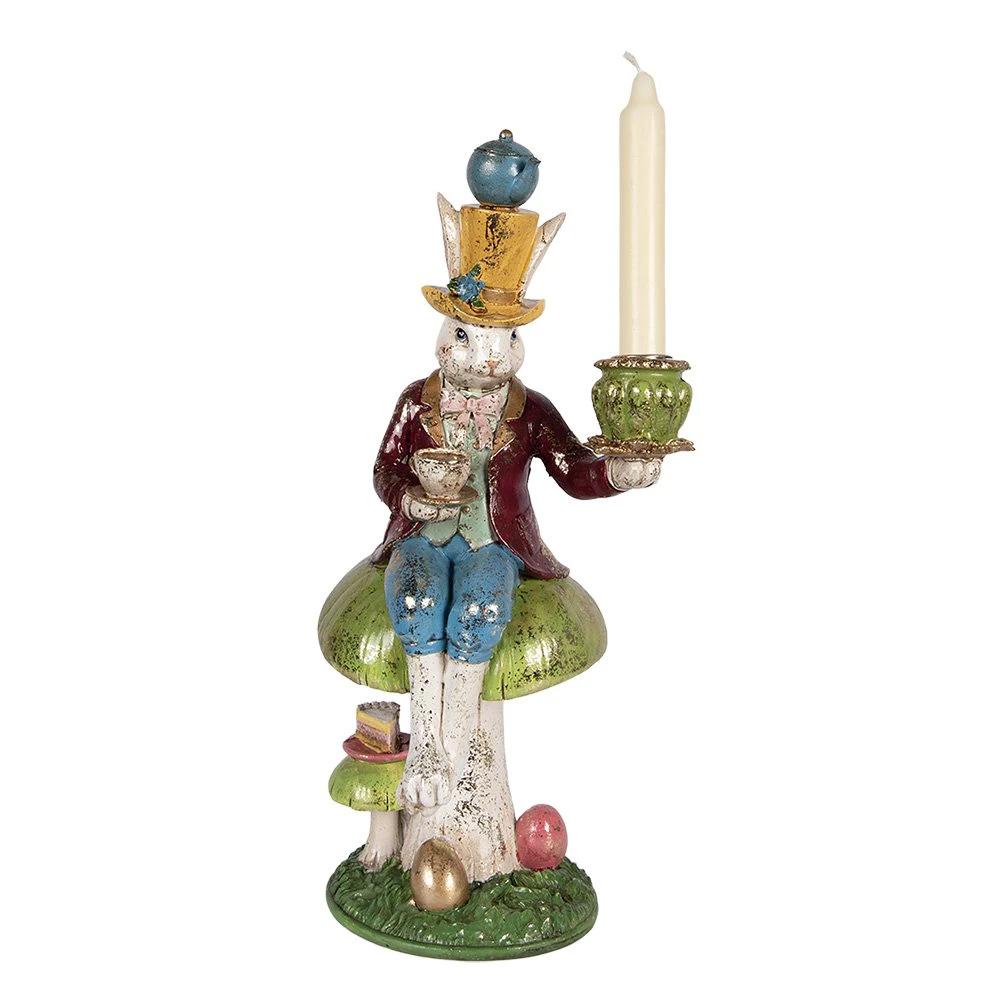 Candlestick Rabbit 20x16x41 cm White Plastic by Clayre & Eef.