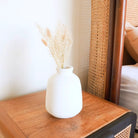 Vase White Small Round Decorative Vase for Dried or Fresh Flowers Hand Cast from Clay with BAWA by Soeji