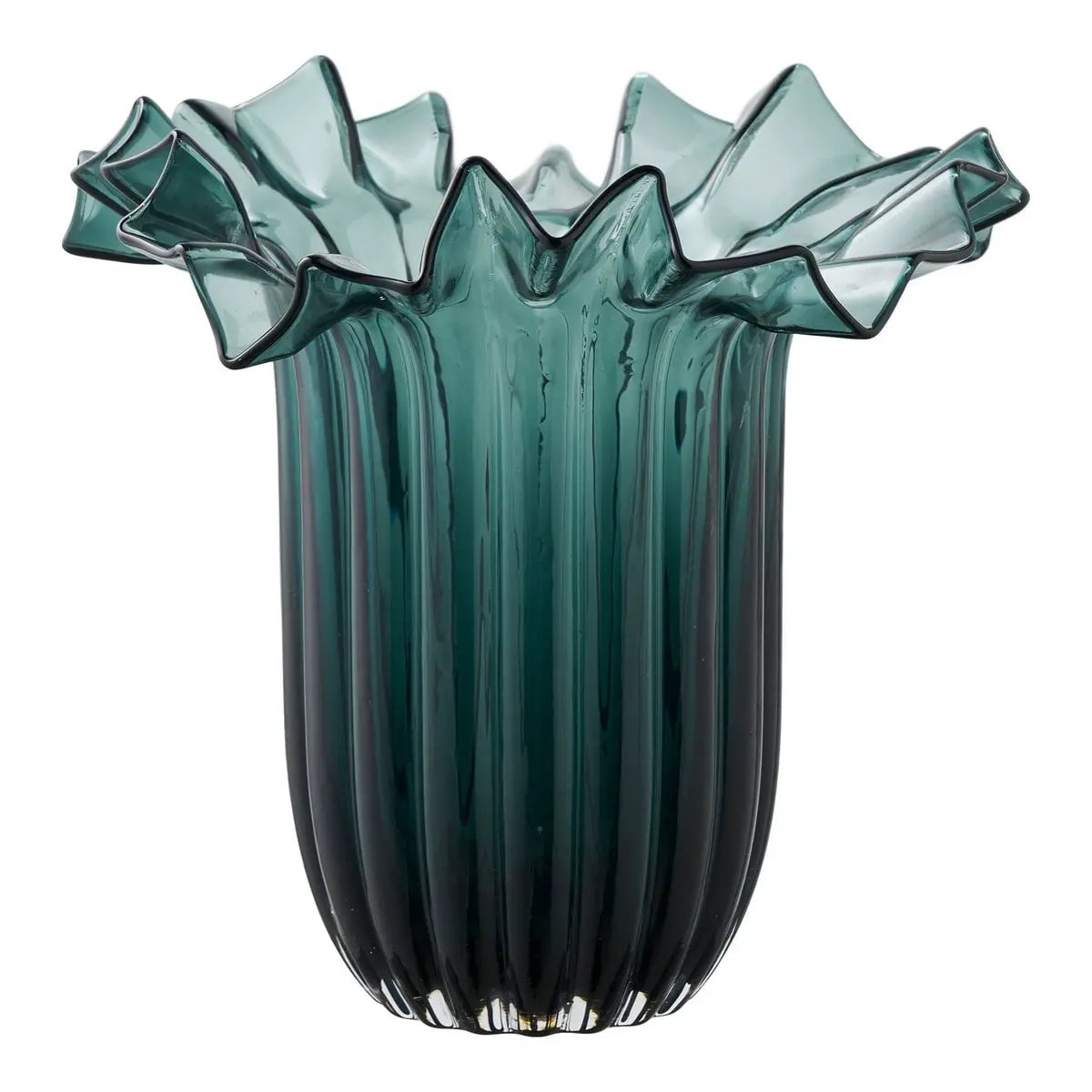Vase, mouth blown glass, dark green, 25x30 cm by EMIRELLE