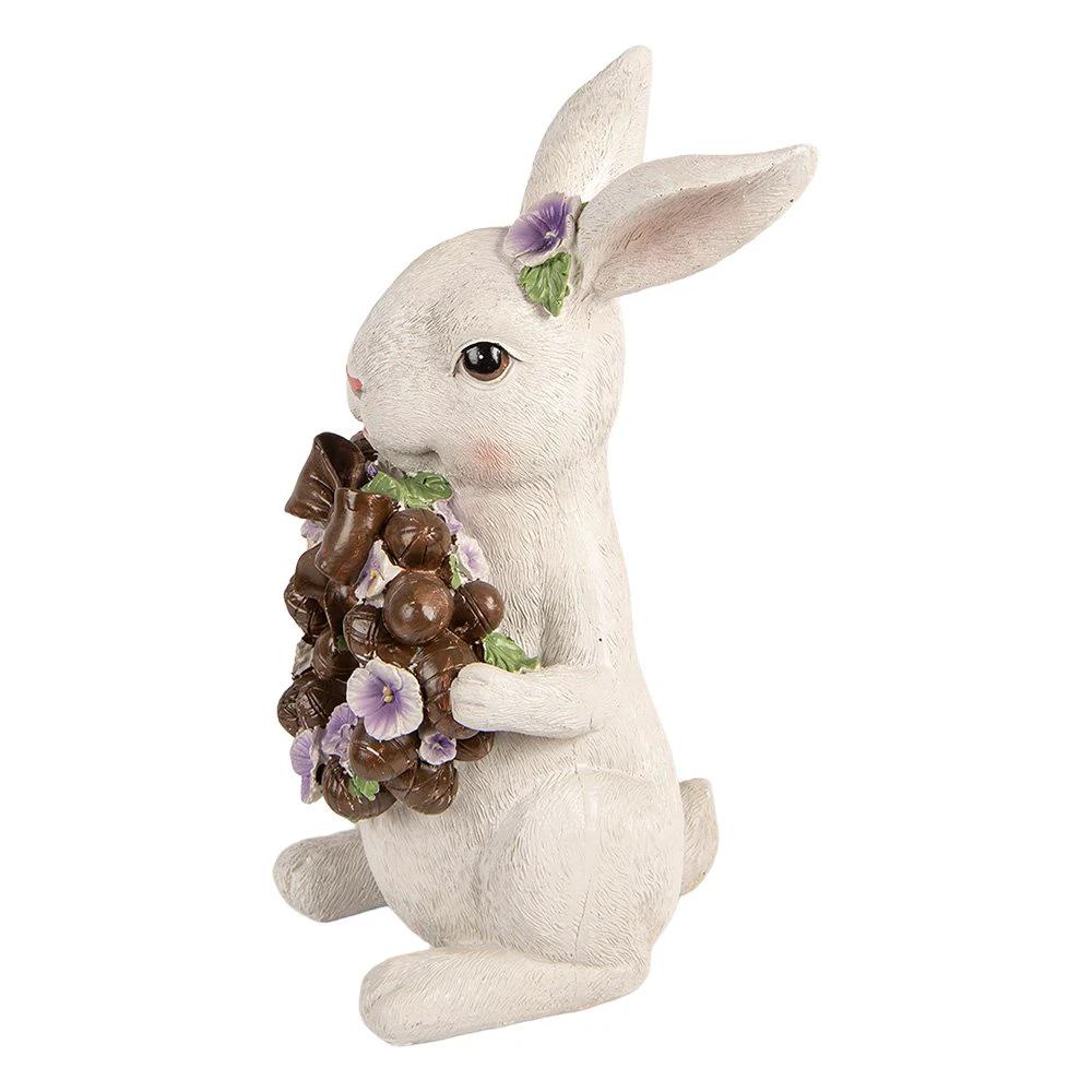 Decoration Statue Rabbit 17x16x30 cm White Plastic by Clayre & Eef.