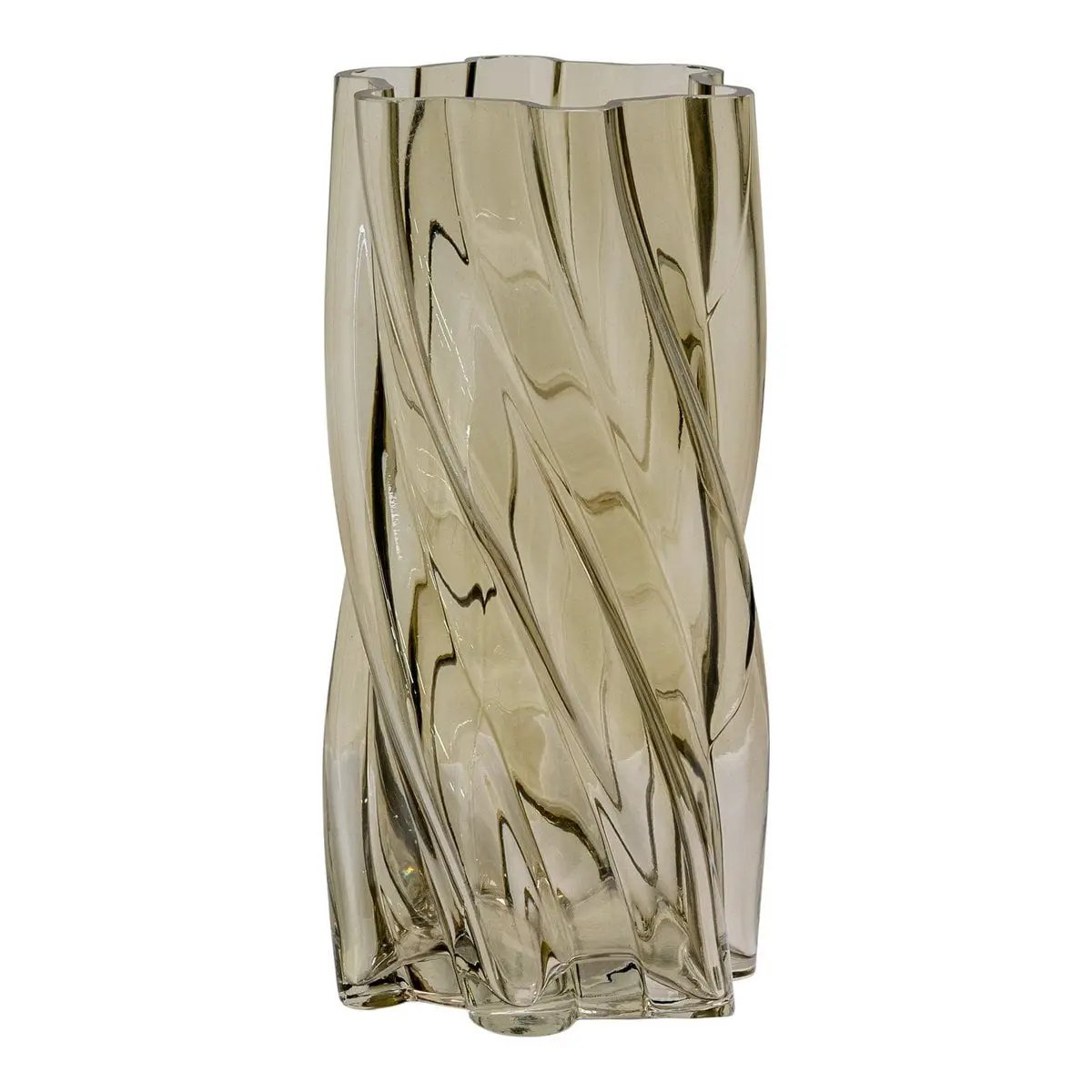 Vase - Vase, mouth blown glass, smoked green, ø12,5x25 cm by EMIRELLE