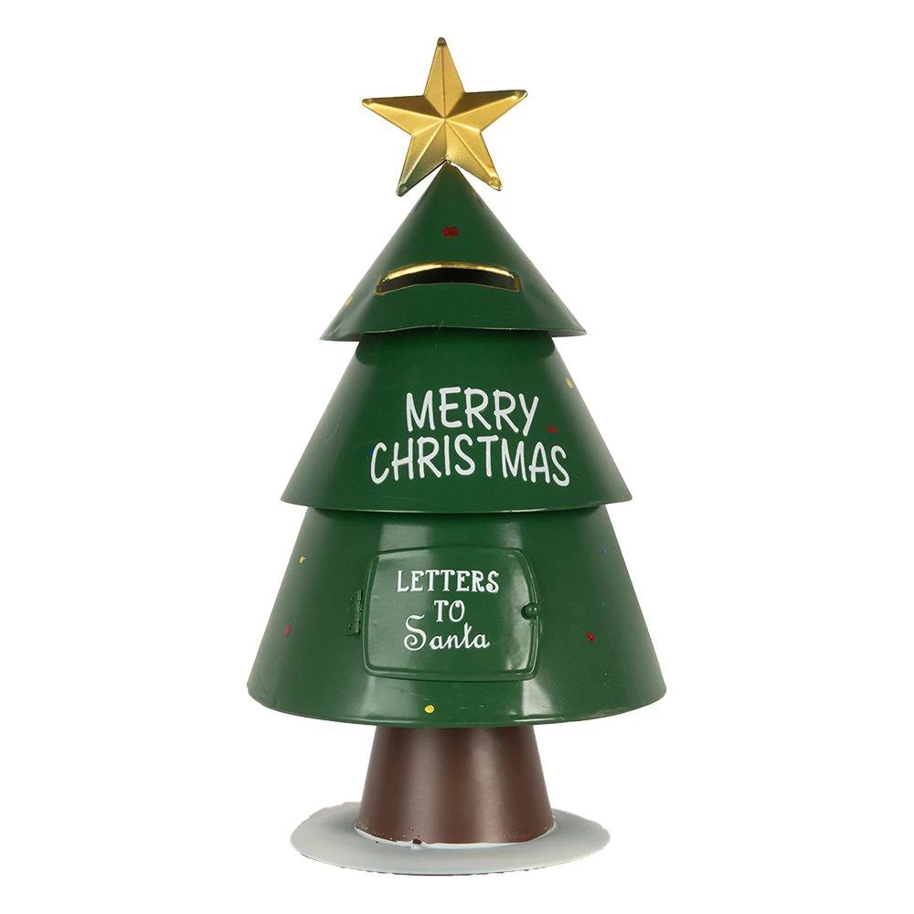Christmas decoration letterbox Ø 18x35 cm Green metal by Clayre & Eef.