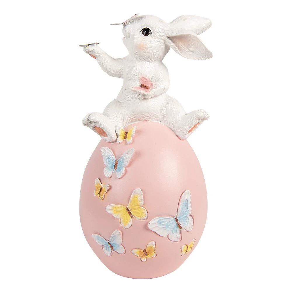 Decoration Statue Rabbit 16x15x29 cm White Plastic by Clayre & Eef.