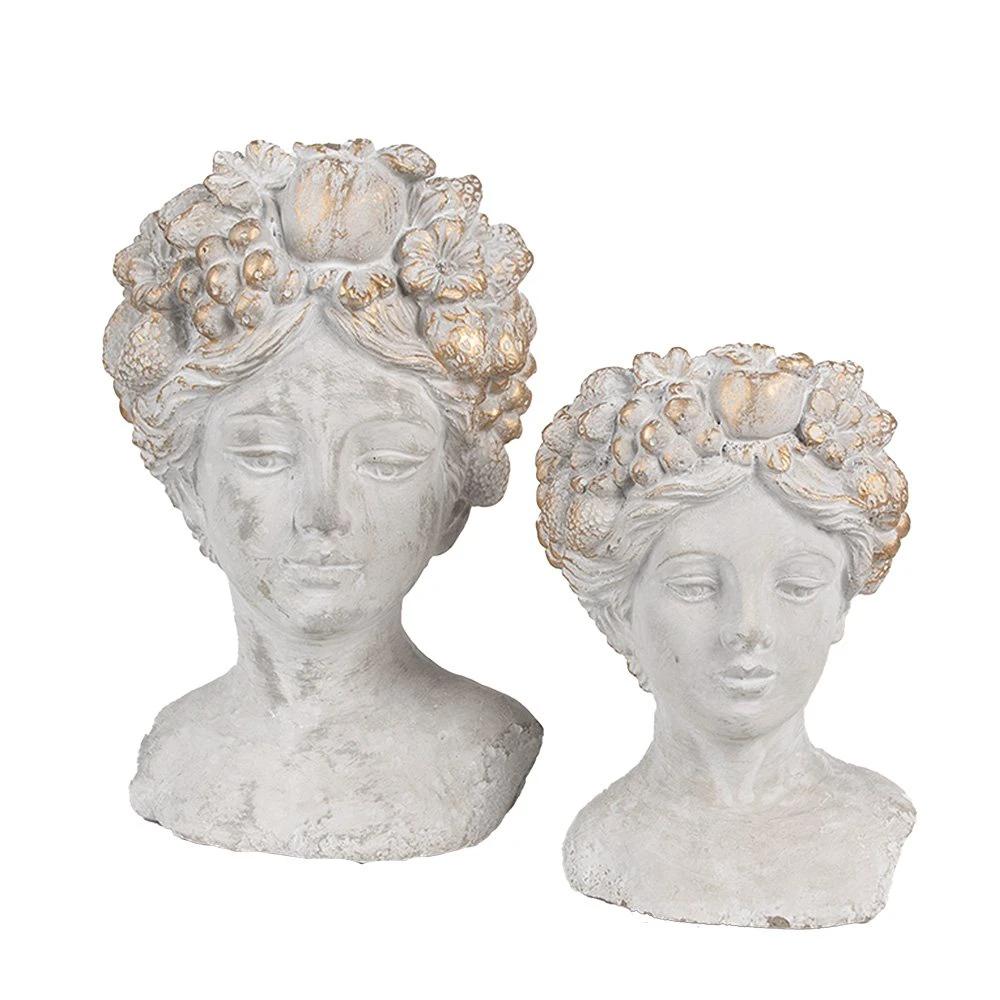 Flower Pot Indoor Woman 14x14x22 cm Gray Stone Plant Pot by Clayre & Eef.