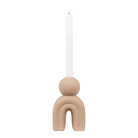 Candle Holder - Stoneware, Brown - 10.5x6.5x17 cm by EMIRELLE