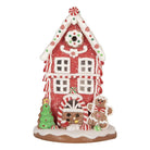 Lebkuchenhaus mit LED 14x14x22 cm braun rot Kunststoff von Clayre & Eef.