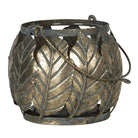 Relief light 17x17x15 cm copper -colored metal leaves candle holder by Clayre & Eef.