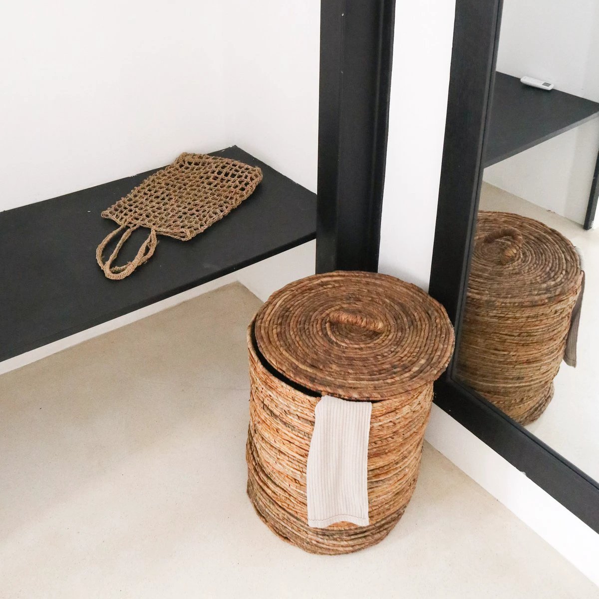 Laundry Basket with Lid OMBAK made from Banana Fibre by Soeji