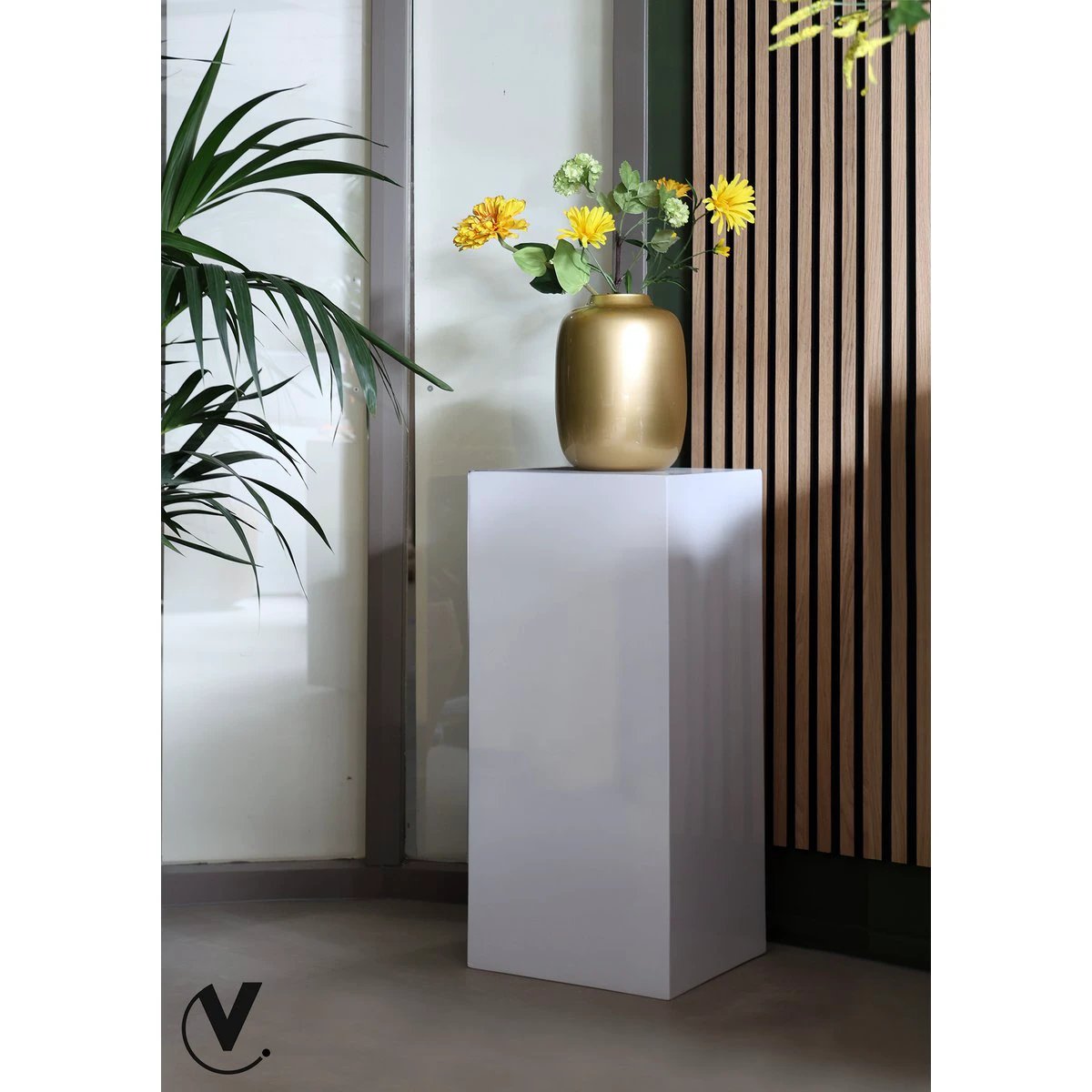 Column/planter - Mont Blanc Shiny White L35 x B35 x H80cm by Vase The World