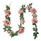 Artificial flower garland 150 cm pink green plastic roses by Clayre & Eef.