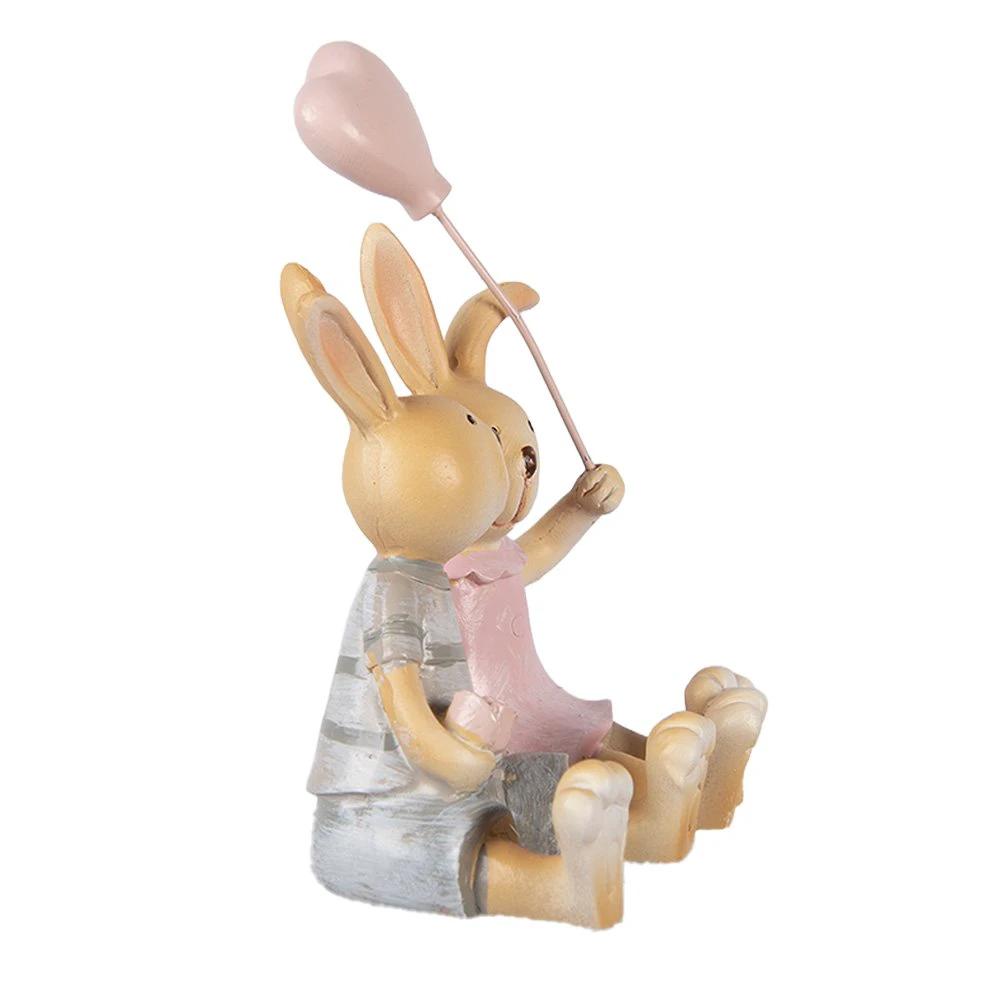 Decoration Statue Rabbit 8x6x10 cm Brown Plastic by Clayre & Eef.