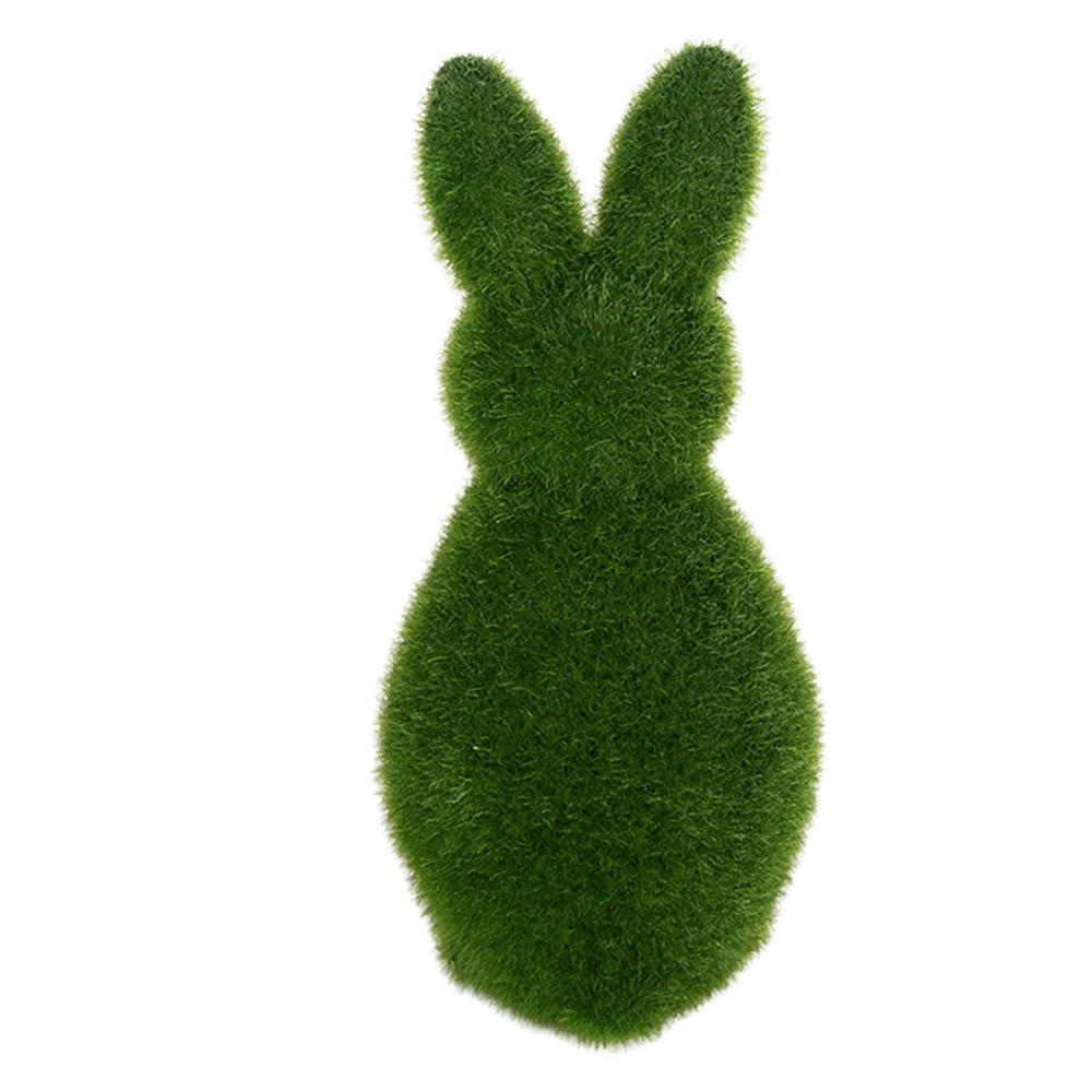 Decoration Statue Rabbit Ø 9x21 cm Green Plastic by Clayre & Eef.