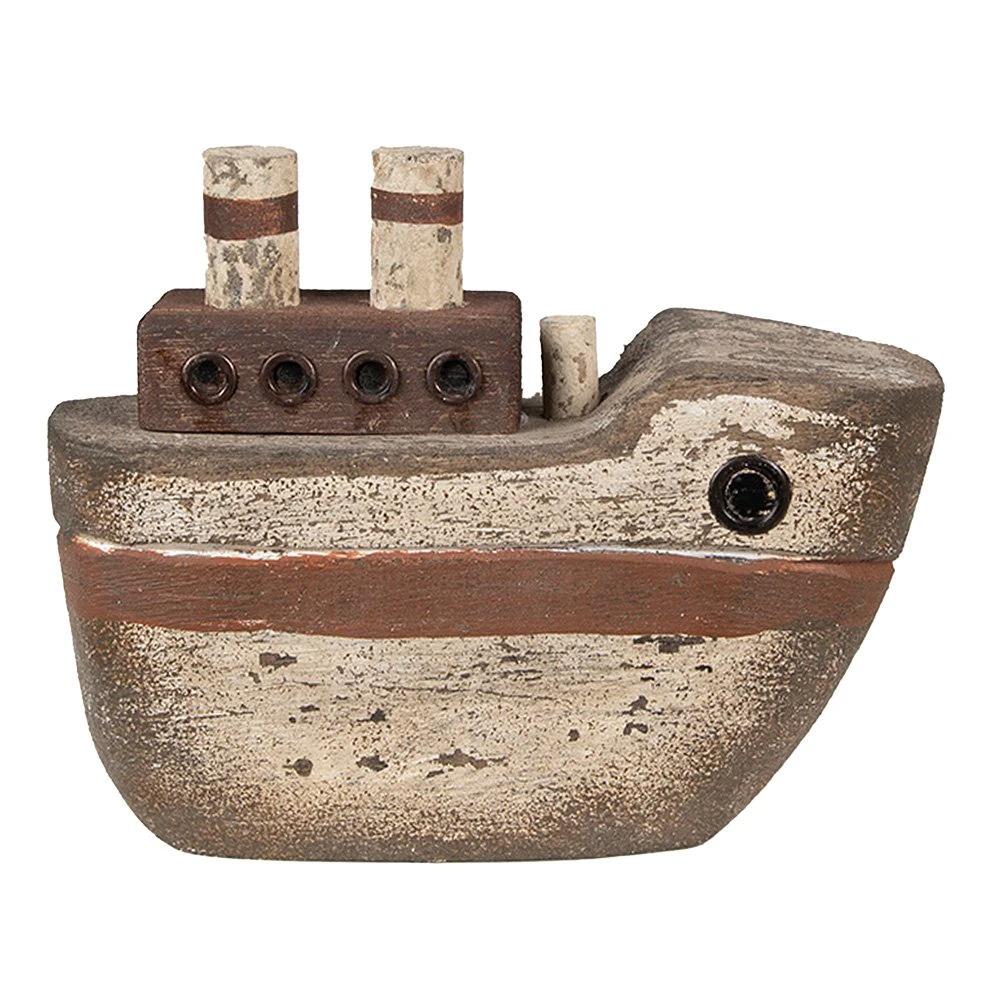 Deko-Modellboot 12 cm Beige Braun Holz von Clayre & Eef.