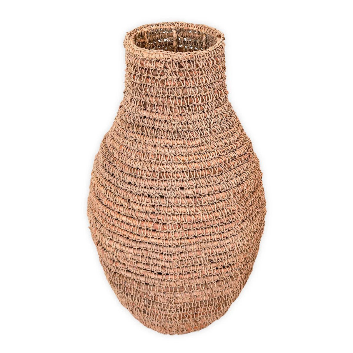 Woven Boho Vase SAKRA made from Banana Fibre and Raffia by Soeji