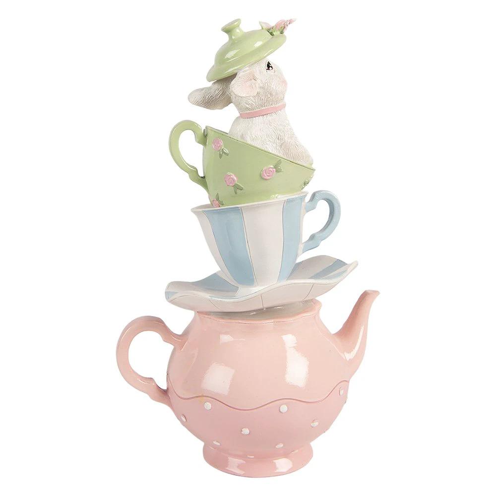 Decoration Statue Rabbit 16x13x26 cm White Plastic by Clayre & Eef.