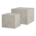 Prague Coffee Table Set - Beige, Marble Look, MDF, Decor Paper, Set of 2 by EMIRELLE