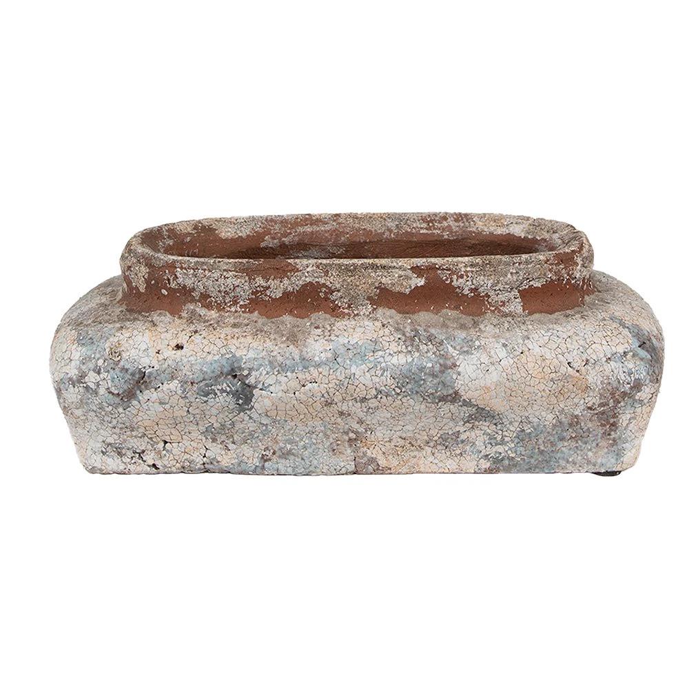 Blumentopf 22x12x8 cm Beige Blau Terrakotta von Clayre & Eef.