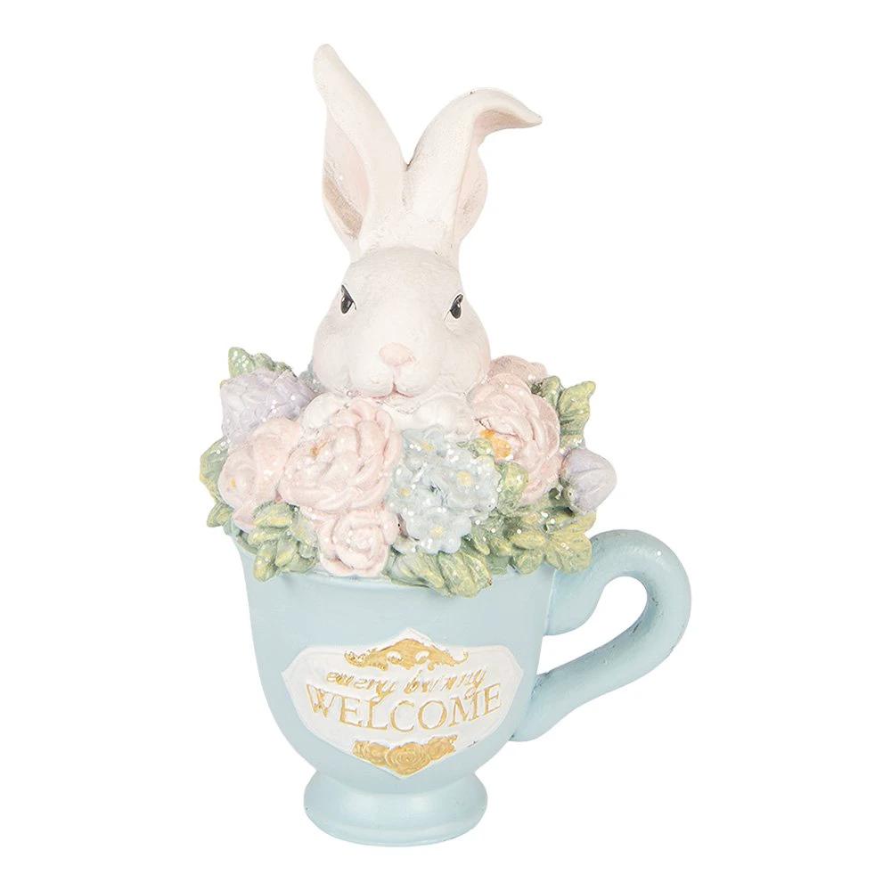 Decoration Statue Rabbit 11x9x16 cm White Plastic by Clayre & Eef.