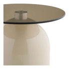 Ravello Side table, tempered glass/metal, grey/beige, ø40x52 cm by EMIRELLE