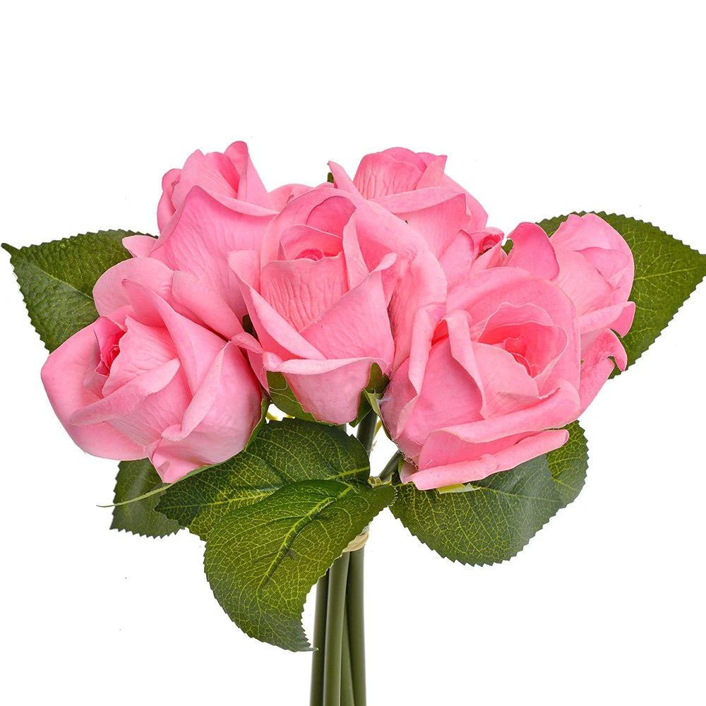 Kunstblume Rose 24 cm Rosa Kunststoff von Clayre & Eef.