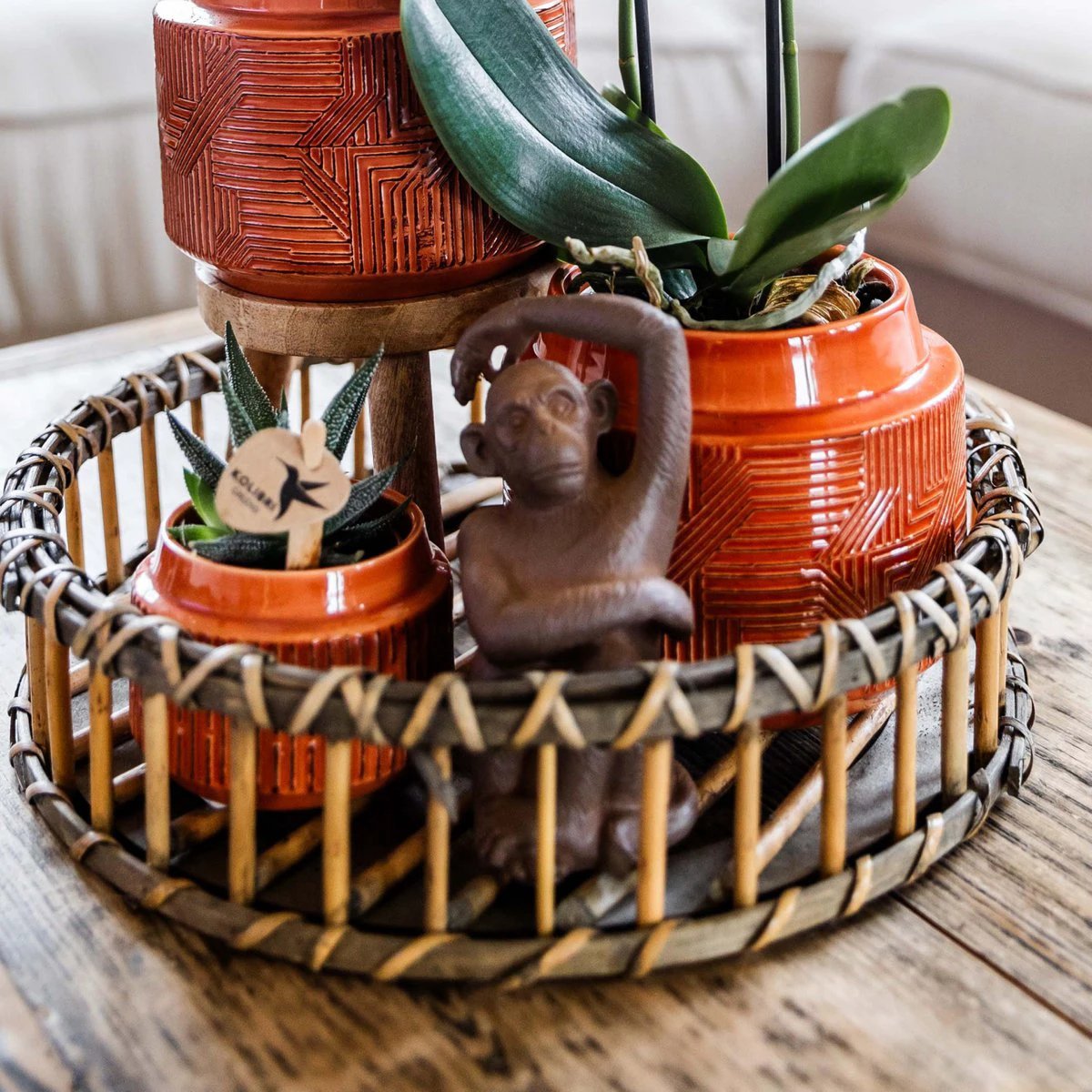 Hummingbird Home | Ornament - Decoration statue Sitting Monkey - Brown by Kolibri Company