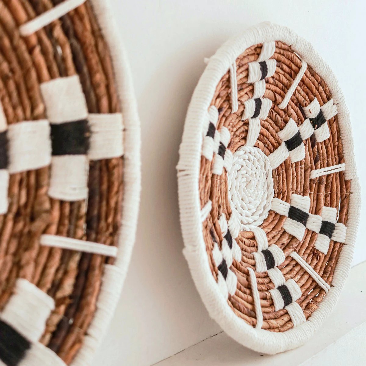 Wall Decor Round Boho Wall Basket or Flat Bowl TAMAN made of Banana Fibre (2 sizes) by Soeji