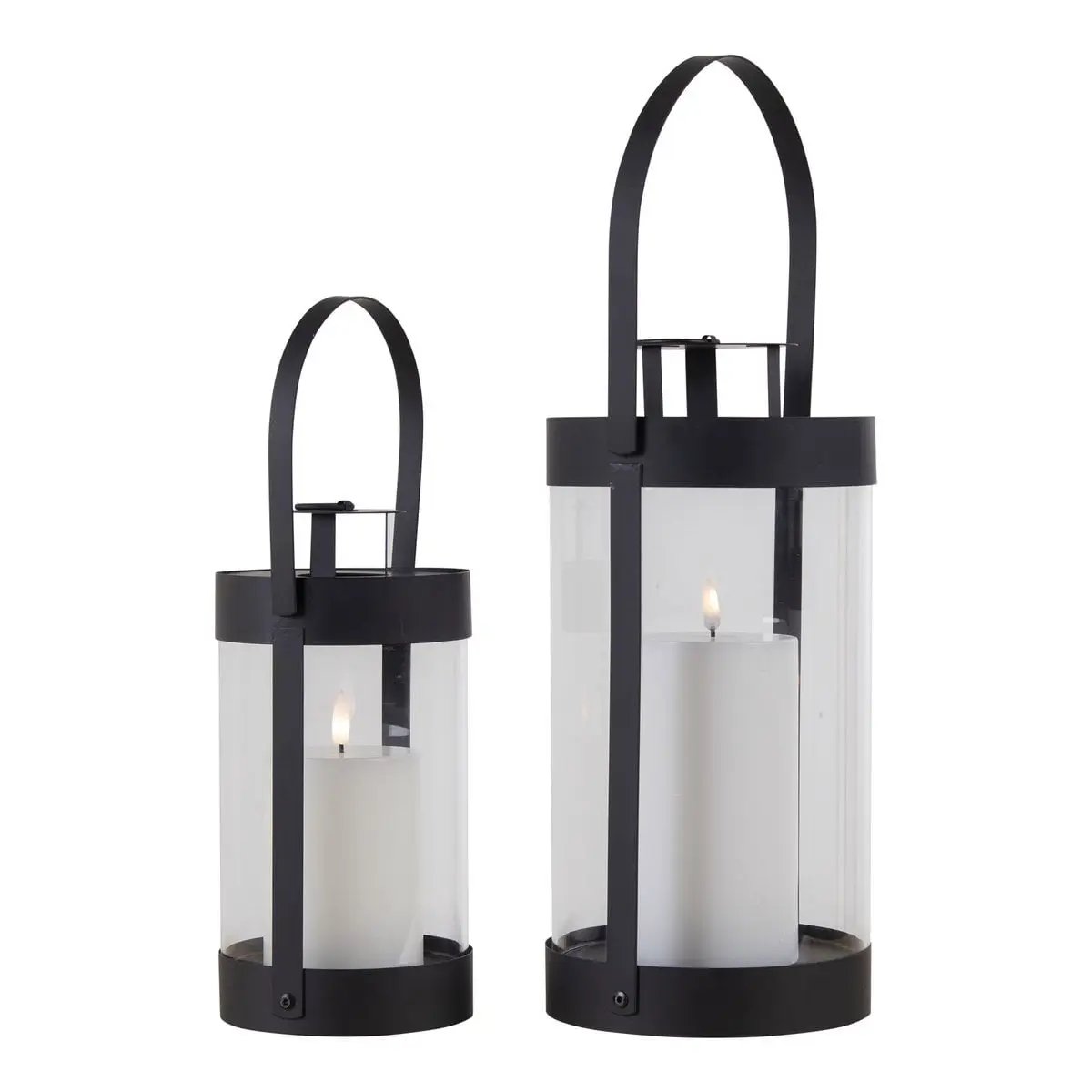 Bondi Lanterns - Black, Steel/Glass - Set of 2 by EMIRELLE