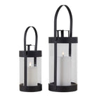 Bondi Lanterns - Black, Steel/Glass - Set of 2 by EMIRELLE