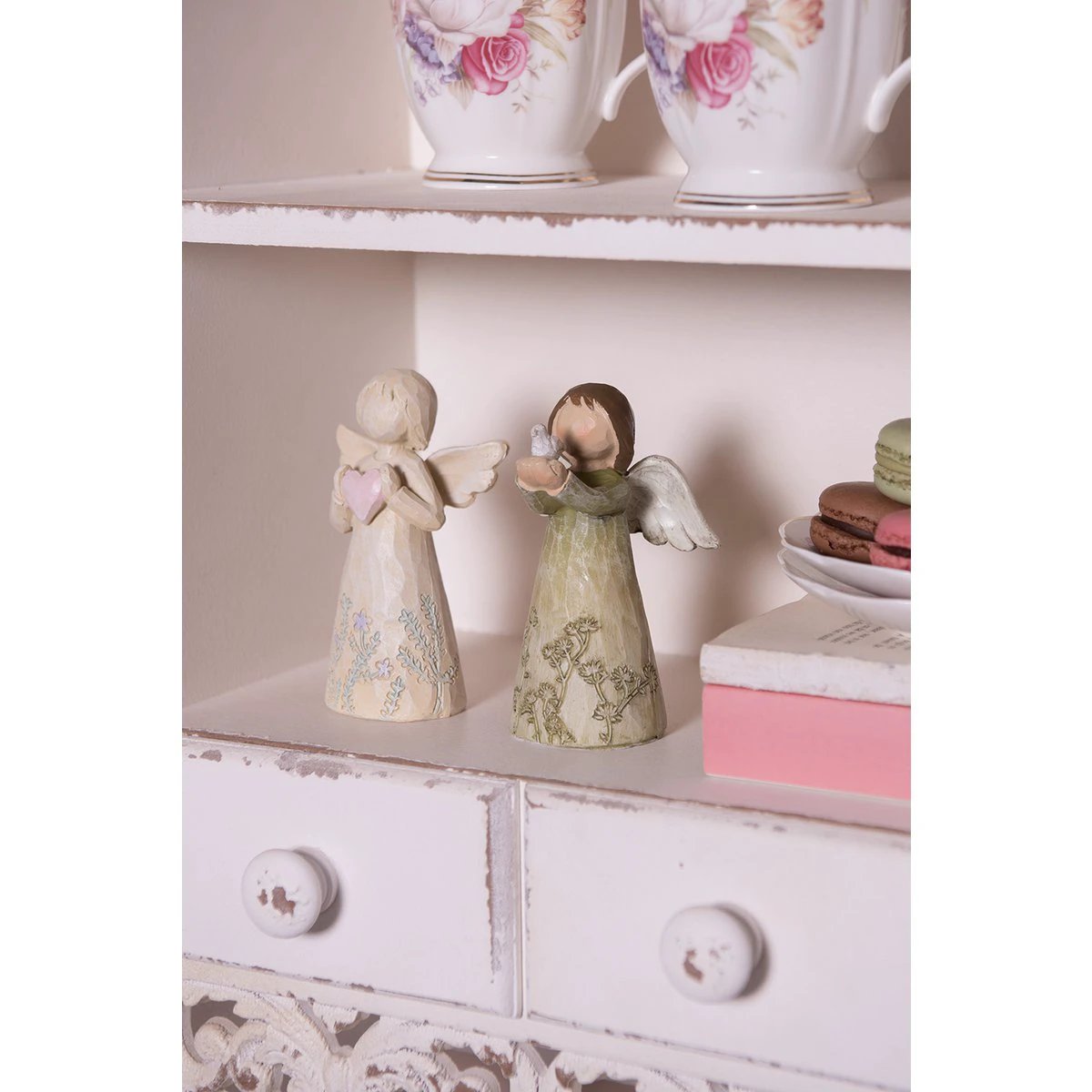 Decoration Statue Angel 12 cm Green Polyresin Christmas Decoration by Clayre & Eef.
