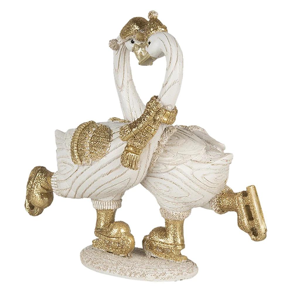 Image swan 18x8x17 cm white gold -colored plastic home accessories by Clayre & Eef.