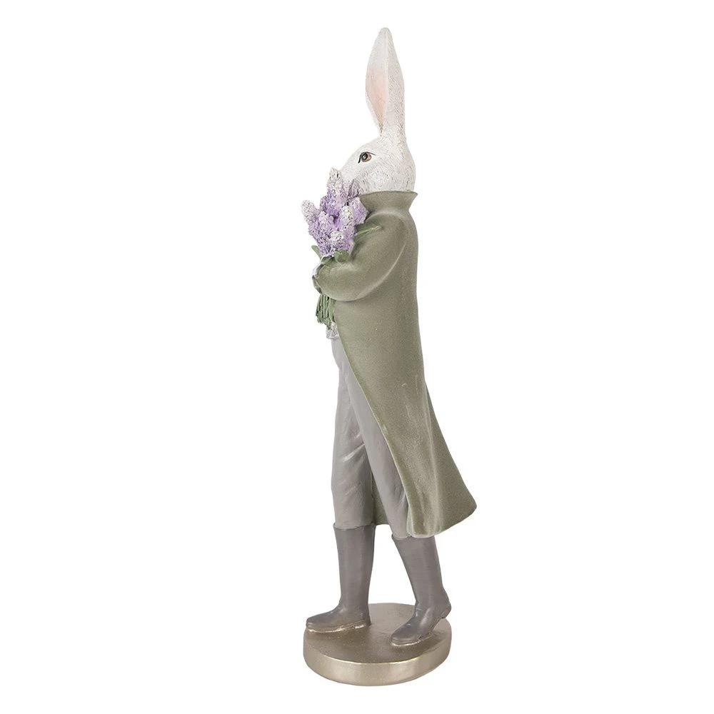 Decoration Statue Rabbit 17x15x53 cm White Plastic by Clayre & Eef.