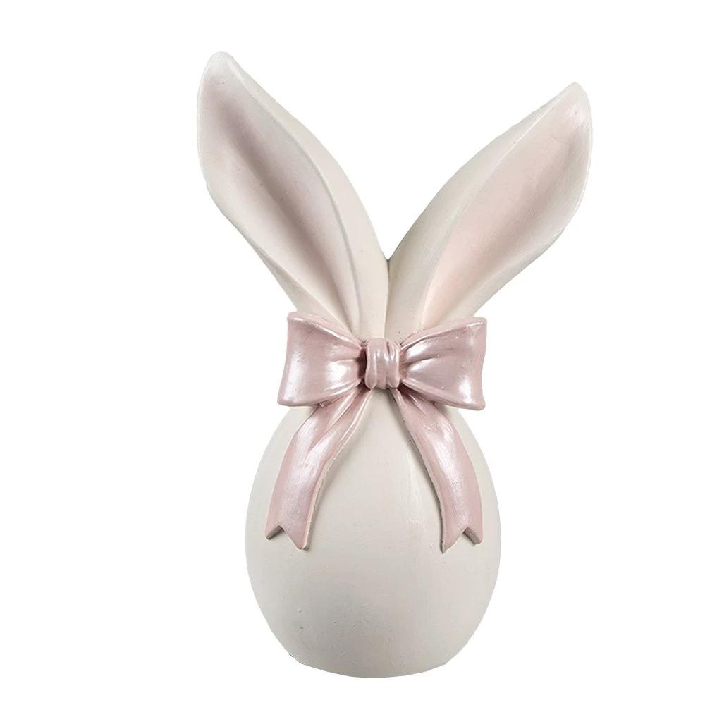 Decoration image rabbit 12x8x18 cm white pink plastic by Clayre & Eef.