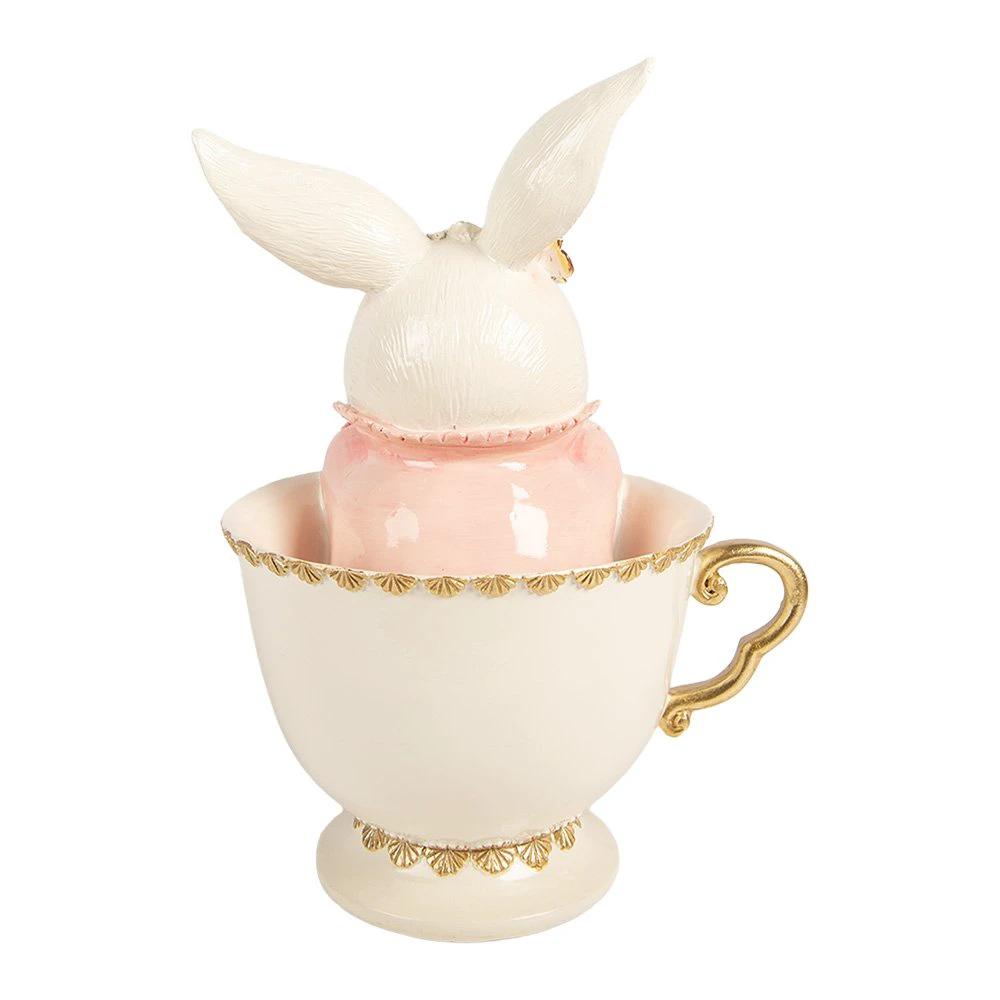 Decoration Statue Rabbit 16x13x22 cm White Plastic by Clayre & Eef.